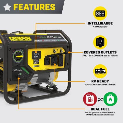 Champion 201296 3500W Dual Fuel Generator with CO Shield®