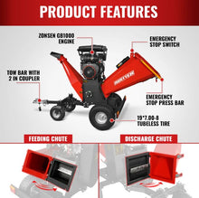 Load image into Gallery viewer, 8 inch ZONSEN E-Start 1000cc 35hp Gas Powered 4 - Wheel Drum Wood Chipper with Taillight , B200