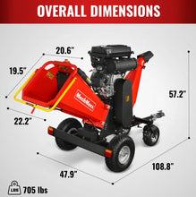 Load image into Gallery viewer, 8 inch ZONSEN E-Start 1000cc 35hp Gas Powered 4 - Wheel Drum Wood Chipper with Taillight , B200