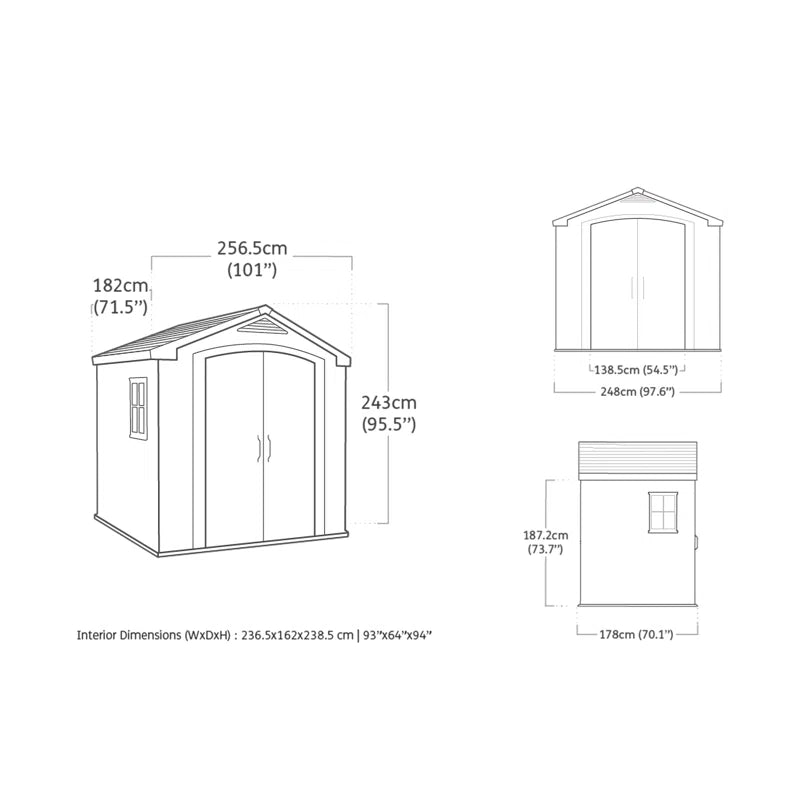 Factor 2.4 x 1.8 m Weather-Resistant Resin Outdoor Garden Shed