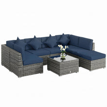 Load image into Gallery viewer, Outsunny 8-Piece Modular Rattan Corner Sofa Set with Glass Coffee Table
