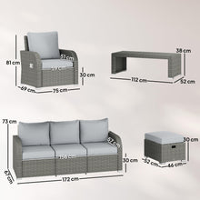 Load image into Gallery viewer, Outsunny 7 Seater Rattan Garden Furniture Set with Reclining Chairs