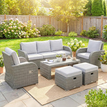 Load image into Gallery viewer, Outsunny 7 Seater Rattan Garden Furniture Set with Reclining Chairs