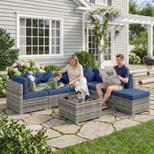 Load image into Gallery viewer, Outsunny 8-Piece Modular Rattan Corner Sofa Set with Glass Coffee Table