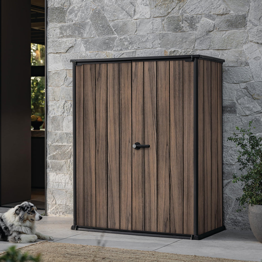 Keter 1400L Weatherproof Vertical Outdoor Storage Cabinet with Shelves
