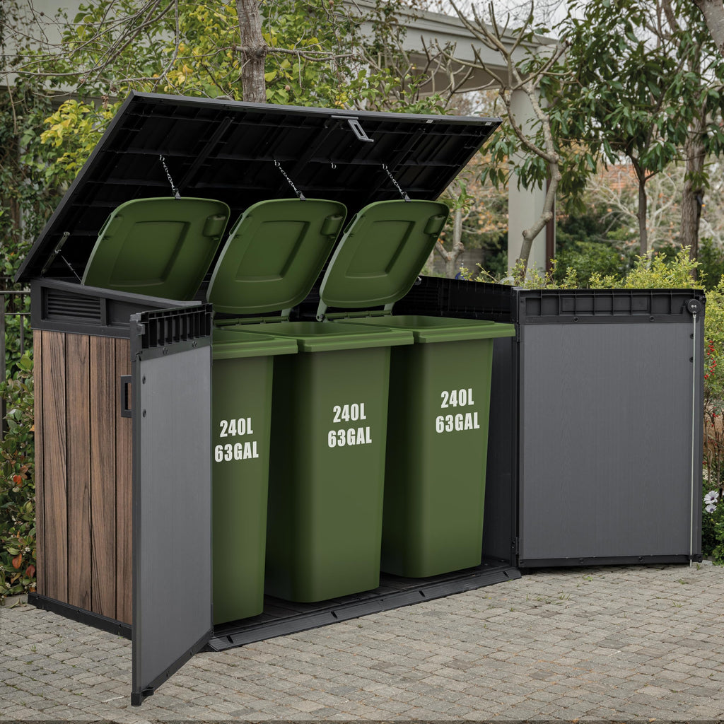 Keter 2020 L Large Outdoor Horizontal Storage Shed with Lockable Doors
