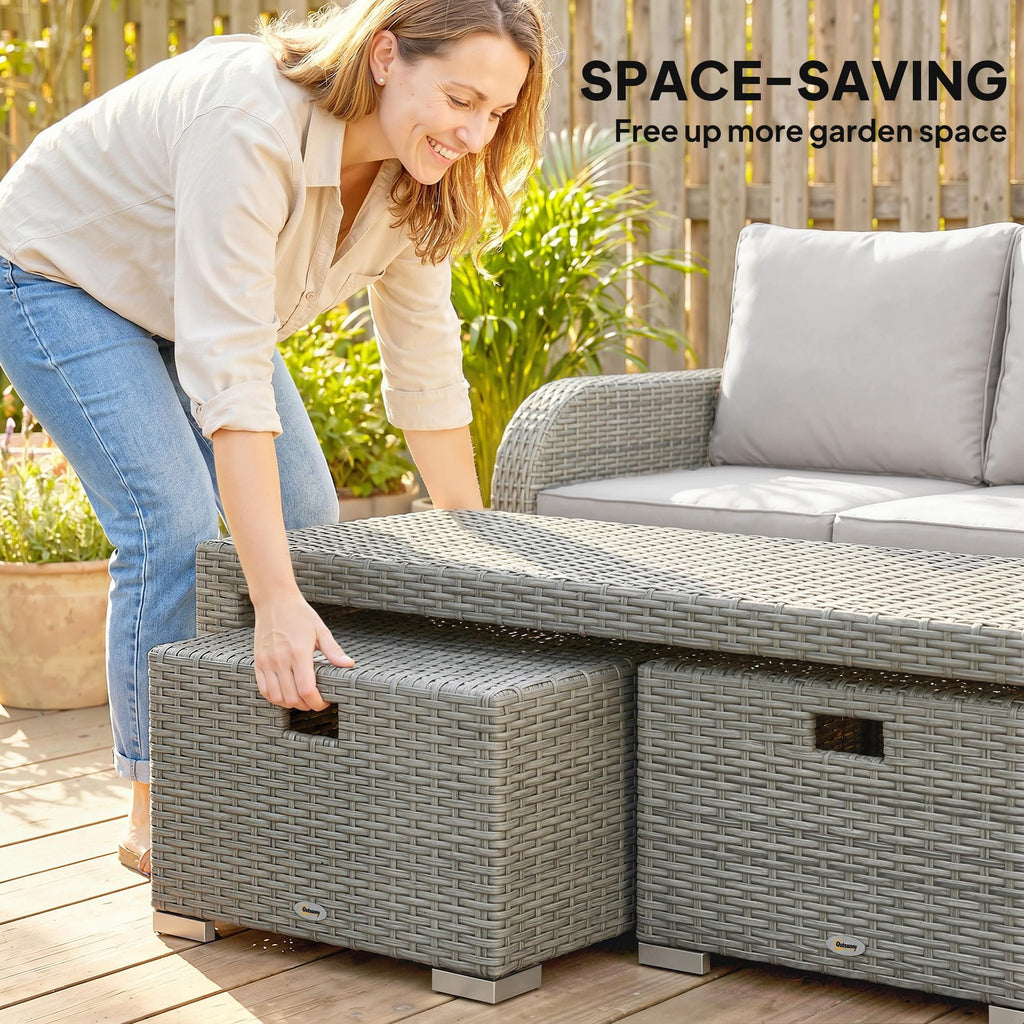 Outsunny 7 Seater Rattan Garden Furniture Set with Reclining Chairs