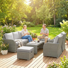 Load image into Gallery viewer, Outsunny 7 Seater Rattan Garden Furniture Set with Reclining Chairs