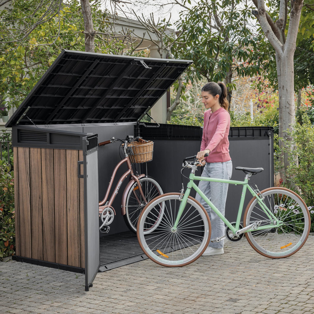 Keter 2020 L Large Outdoor Horizontal Storage Shed with Lockable Doors