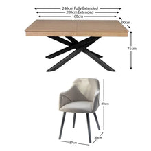 Load image into Gallery viewer, Amelia Whitewash Extendable Dining Table Set - 6 Seater - Freya Sand Carver Chairs - Black Legs