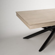 Load image into Gallery viewer, Amelia Whitewash Extendable Dining Table Set - 6 Seater - Freya Sand Carver Chairs - Black Legs