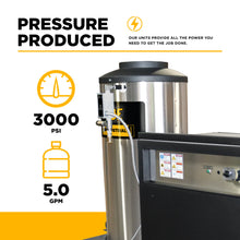 Load image into Gallery viewer, 3,000 PSI 5.0 GPM Hot Water Electric Pressure Washer with 10 HP Baldor Motor and General Triplex Pump- 67HD