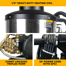 Load image into Gallery viewer, 1,000 PSI 2.0 GPM Hot Water Electric Pressure Washer with General T9051EBF triplex pump - 1250
