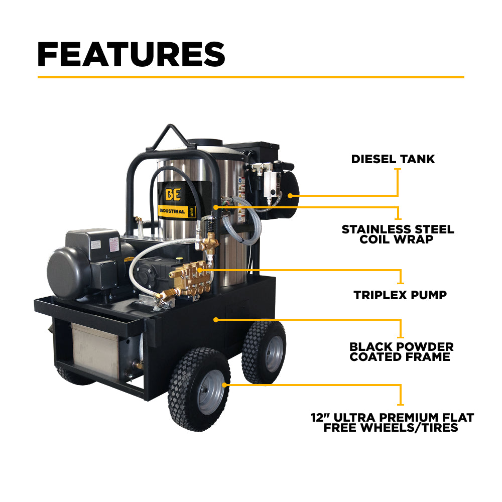 3,000 PSI 5.0 GPM Hot Water Electric Pressure Washer with General Triplex Pump -  15-530