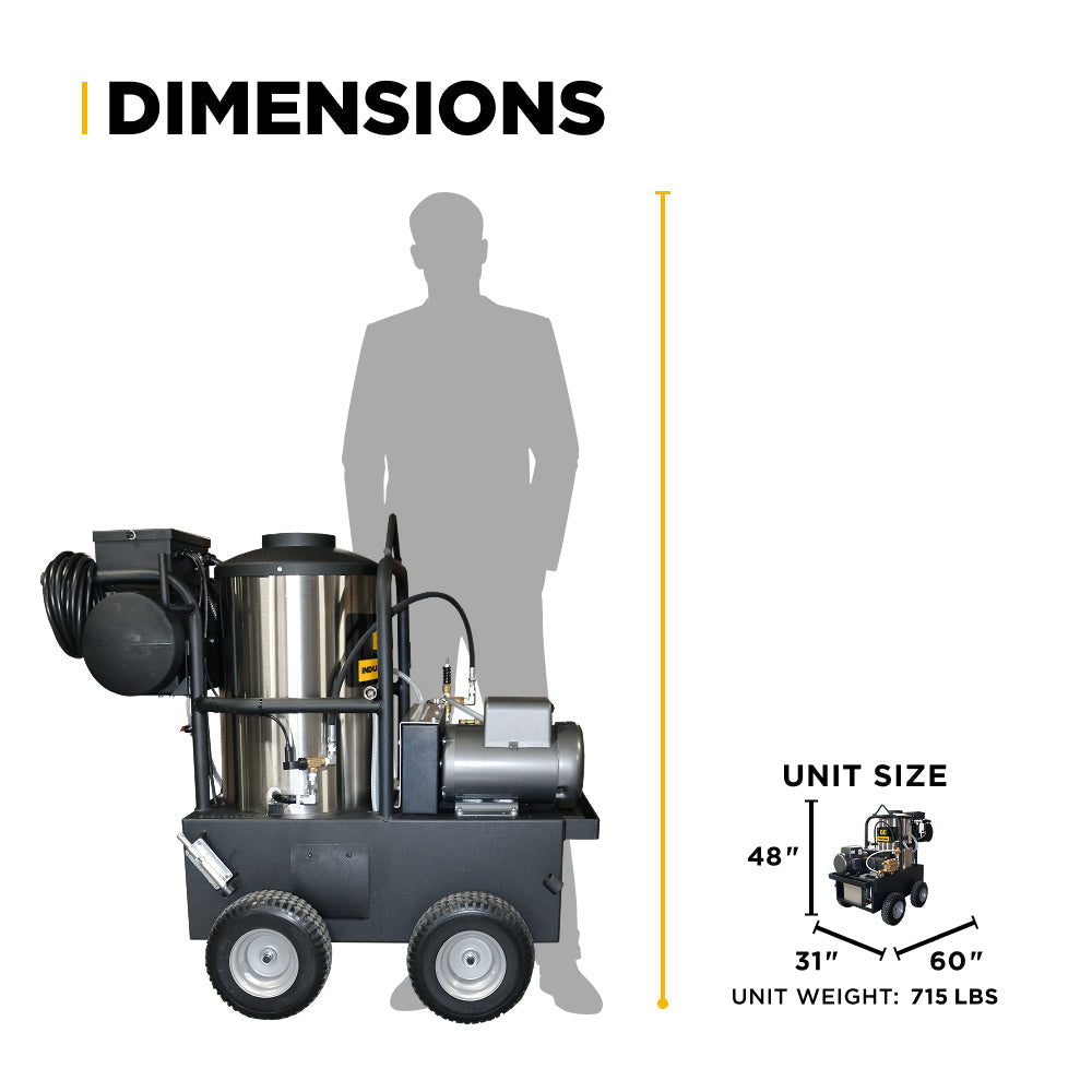 3,000 PSI 5.0 GPM Hot Water Electric Pressure Washer with General Triplex Pump -  15-530