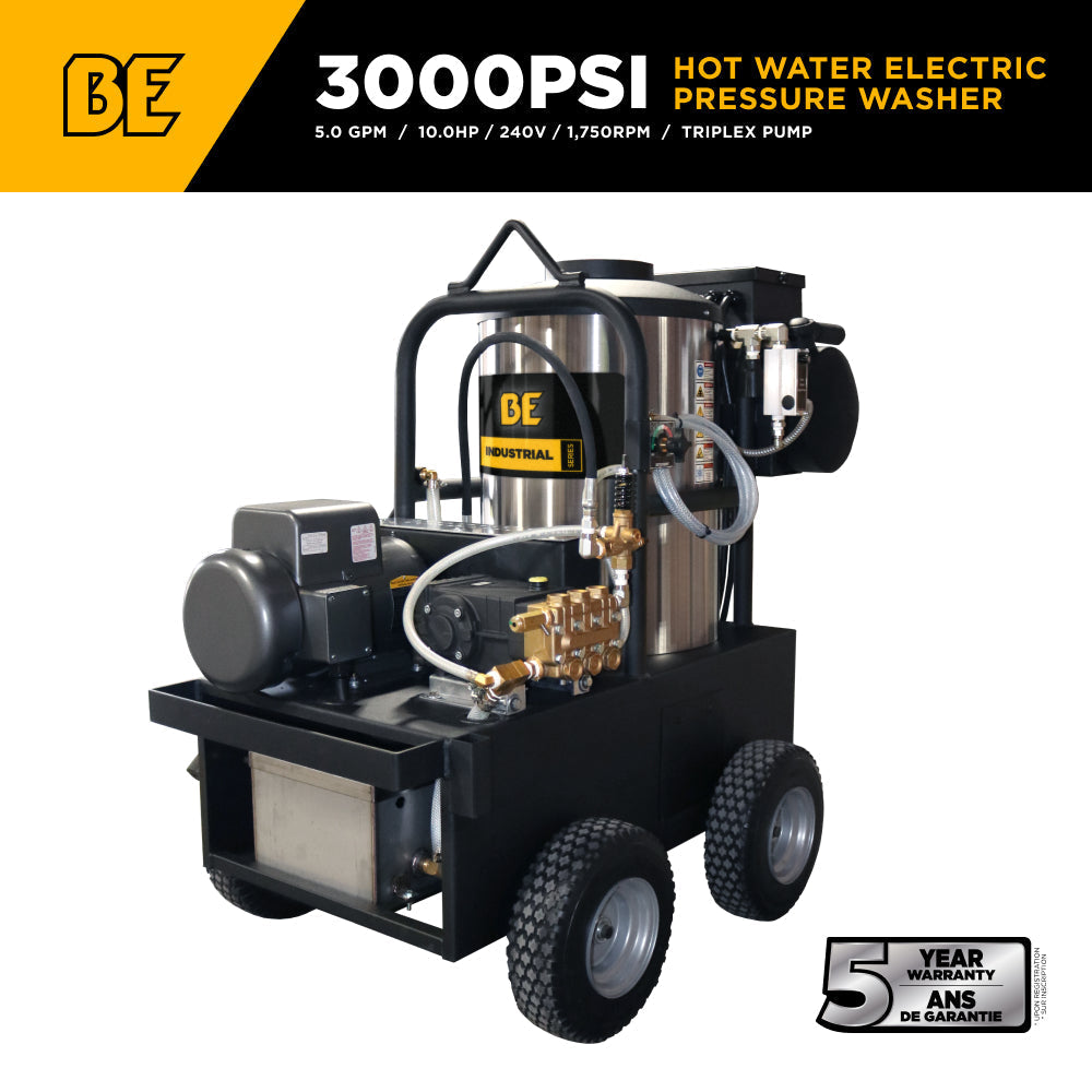3,000 PSI 5.0 GPM Hot Water Electric Pressure Washer with General Triplex Pump -  15-530