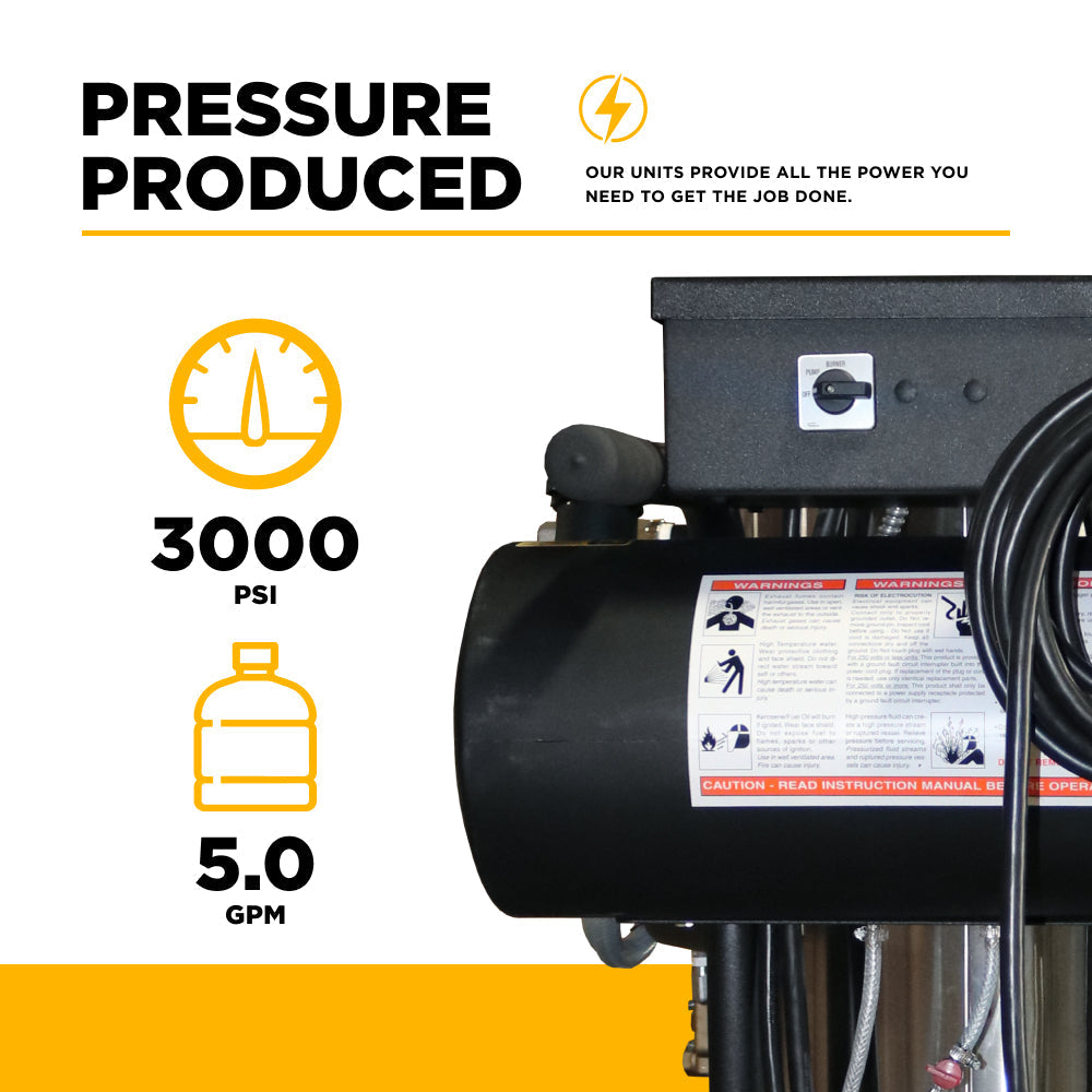 3,000 PSI 5.0 GPM Hot Water Electric Pressure Washer with General Triplex Pump -  15-530