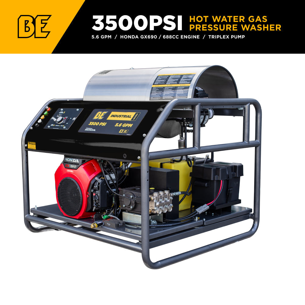 3,000 PSI 8.0GPM Hot Water Pressure Washer with Honda GX690 Engine and General Triplex Pump - HW3024HG12V