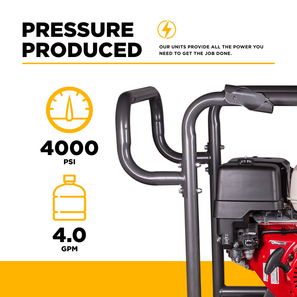 4,000 PSI - 4.2 GPM Hot Water Pressure Washer with Honda GX390 Engine and General Triplex Pump - HW4013HG