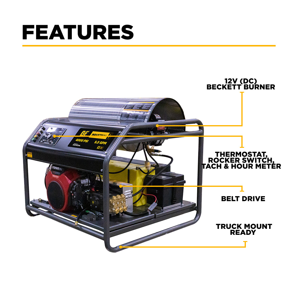 3,500 PSI - 8.5 GPM Hot Water Pressure Washer Honda GX690 Engine and CP Triplex Pump - HW3524HA12V