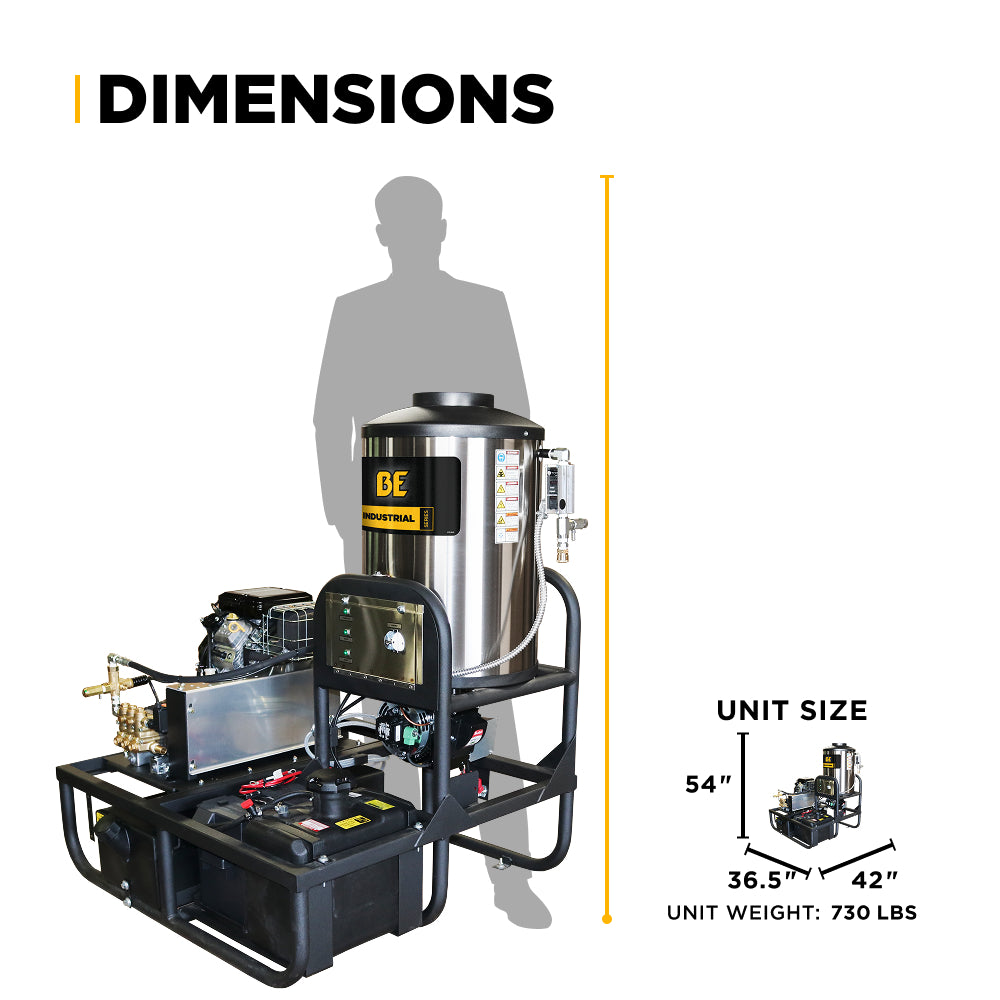 3,500 PSI 5.2 GPM Hot Water Skid Pressure Washer with General Triplex Pump - Z5535GPBDH