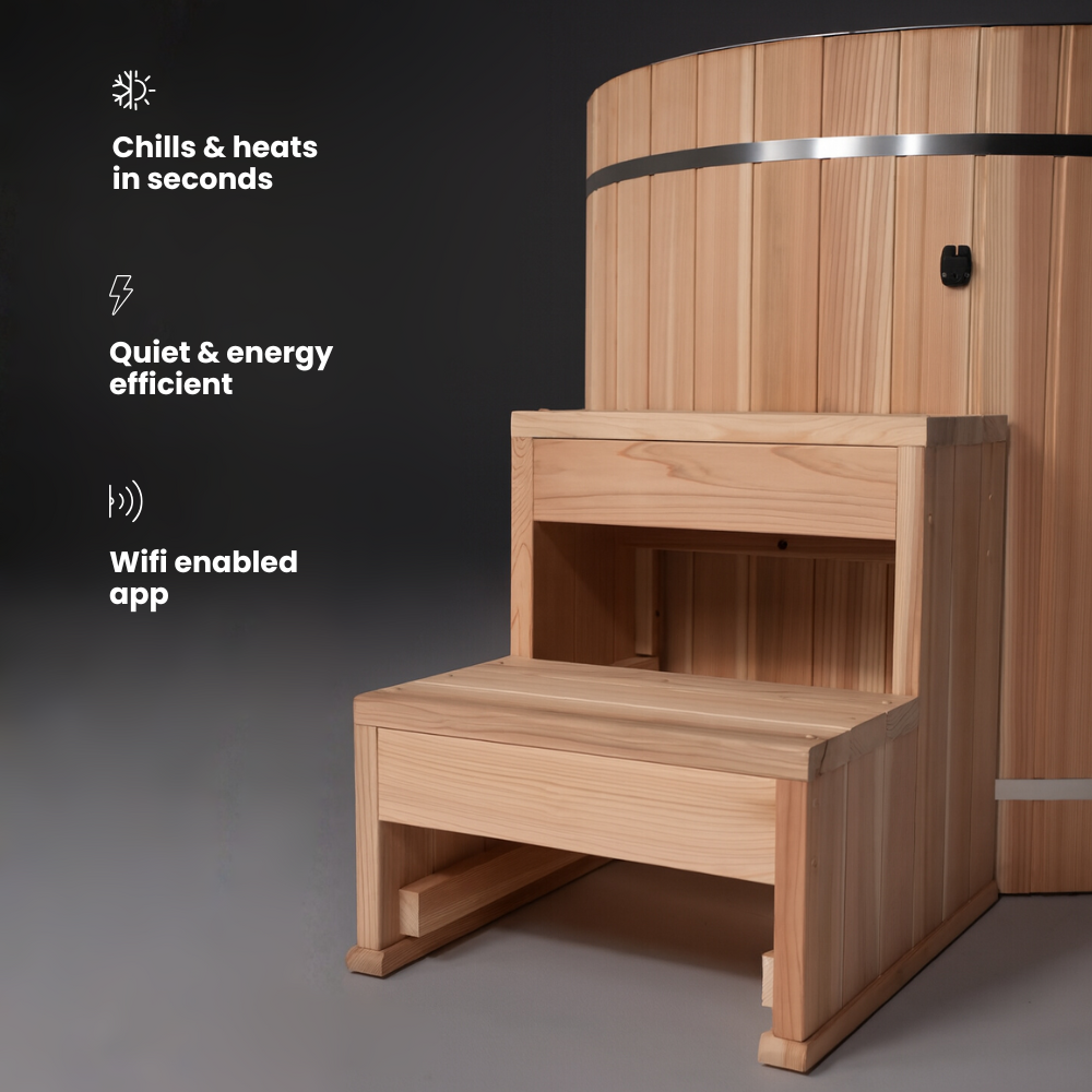 Cedar Barrel Cold Plunge + Solis Traditional Sauna (2-3)