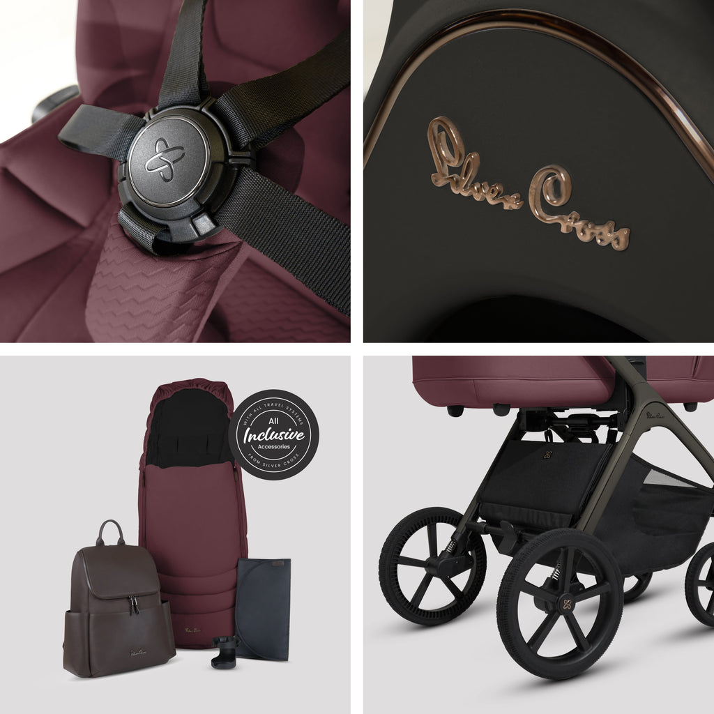 Silver Cross Cove 360 Pushchair Travel System Damson