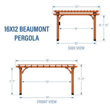 Load image into Gallery viewer, Backyard Discovery Beaumont 16 ft. x 12 ft. Cedar Wood Pergola with PowerPort