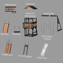 Load image into Gallery viewer, Timber Crossing Swing Set – Adventure Meets Stunning Design