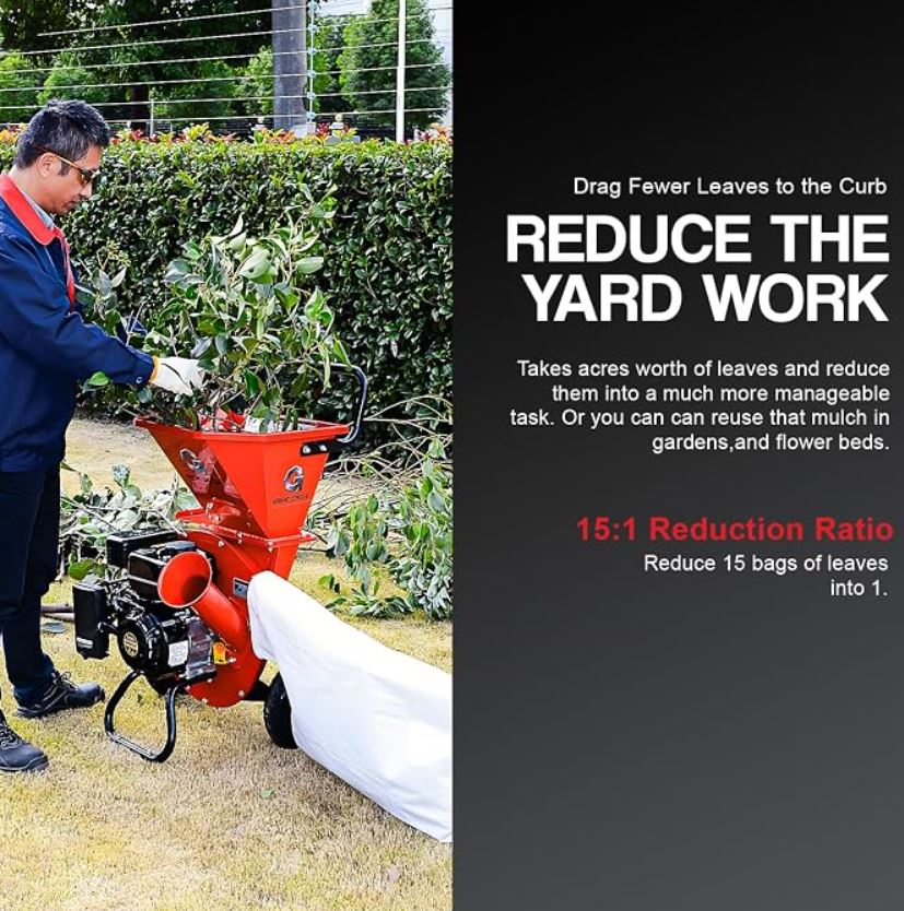 GreatCircleUSA Commercial Heavy Duty 15HP Gas Powered Wood Chipper Shredder 420cc