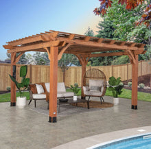 Load image into Gallery viewer, Backyard Discovery Beaumont 14 ft. x 12 ft. Cedar Wood Pergola with PowerPort