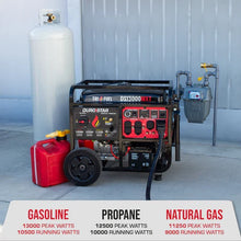 Load image into Gallery viewer, DuroMax DS13000MXT 13,000-Watt/10,500-Watt 500cc Portable Tri Fuel Portable Generator w/ CO Alert