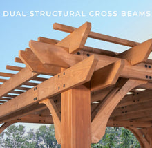 Load image into Gallery viewer, Backyard Discovery Beaumont 14 ft. x 12 ft. Cedar Wood Pergola with PowerPort