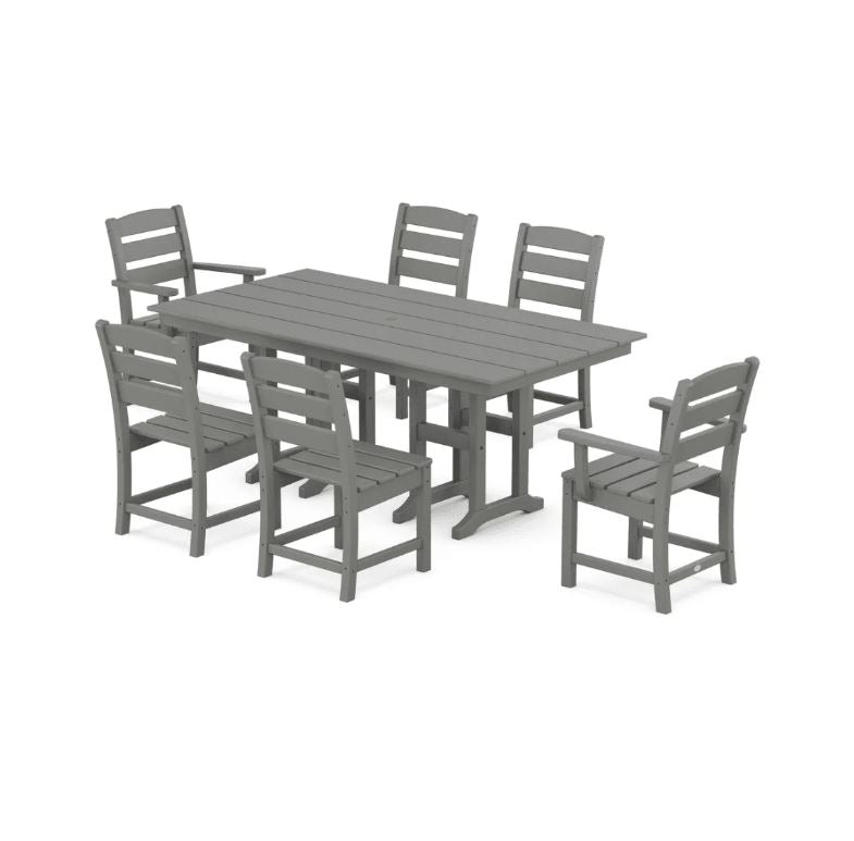 Polywood Lakeside 7-Piece Farmhouse Dining Set – Slate Grey