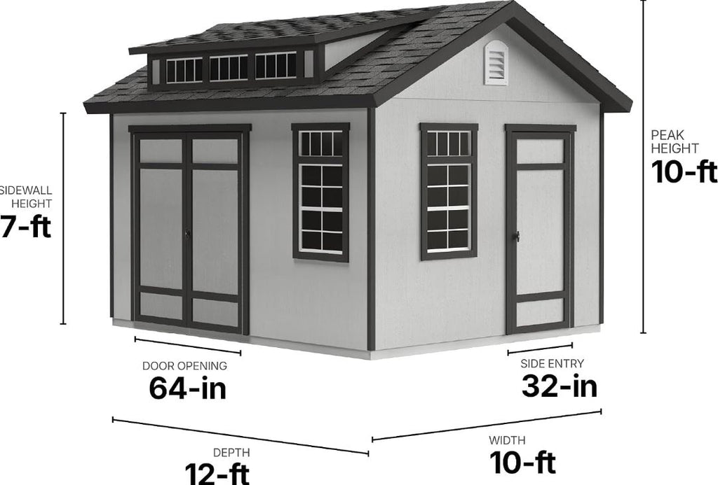 Meadowview 12x10 Do-It-Yourself Wooden Storage Shed with Floor Kit - Does not Include Paint or Roofing Shingles