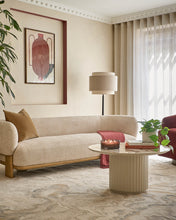 Load image into Gallery viewer, Florence natural fabric with light wood 3 seater sofa