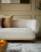 Load image into Gallery viewer, Florence natural fabric with light wood 3 seater sofa