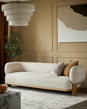 Load image into Gallery viewer, Florence natural fabric with light wood 3 seater sofa