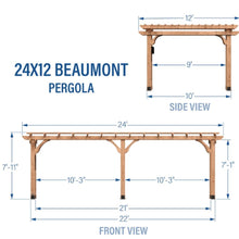 Load image into Gallery viewer, Backyard Discovery Beaumont 24 ft. x 12 ft. Cedar Wood Pergola with PowerPort