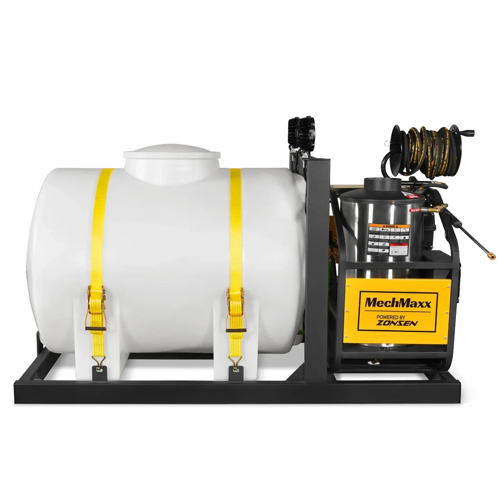 MechMaxx 4000 PSI 4 GPM ZONSEN E-Start Engine Hot Water Pressure Washer Skid Mounted with 245 Gal Tank,  HPW40DBT