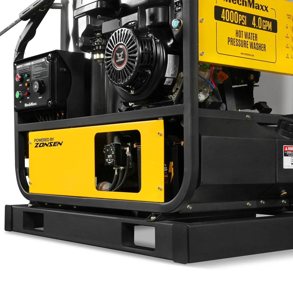 MechMaxx 4000 PSI 4 GPM ZONSEN E-Start Engine Hot Water Pressure Washer Skid Mounted with 245 Gal Tank,  HPW40DBT