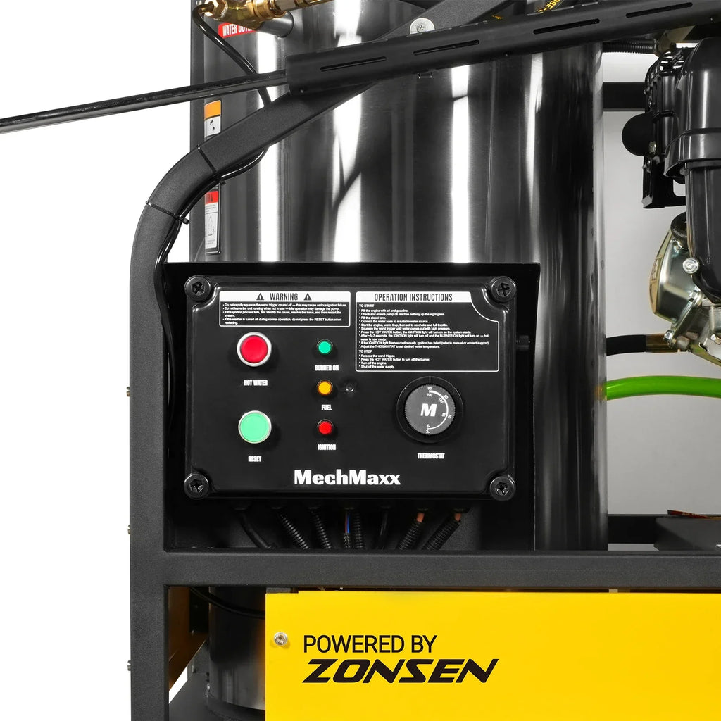 MechMaxx 4000 PSI 4 GPM ZONSEN E-Start Engine Hot Water Pressure Washer Skid Mounted with 245 Gal Tank,  HPW40DBT