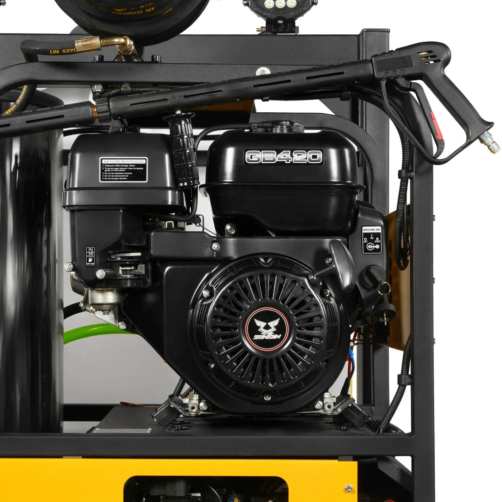 MechMaxx 4000 PSI 4 GPM ZONSEN E-Start Engine Hot Water Pressure Washer Skid Mounted with 245 Gal Tank,  HPW40DBT