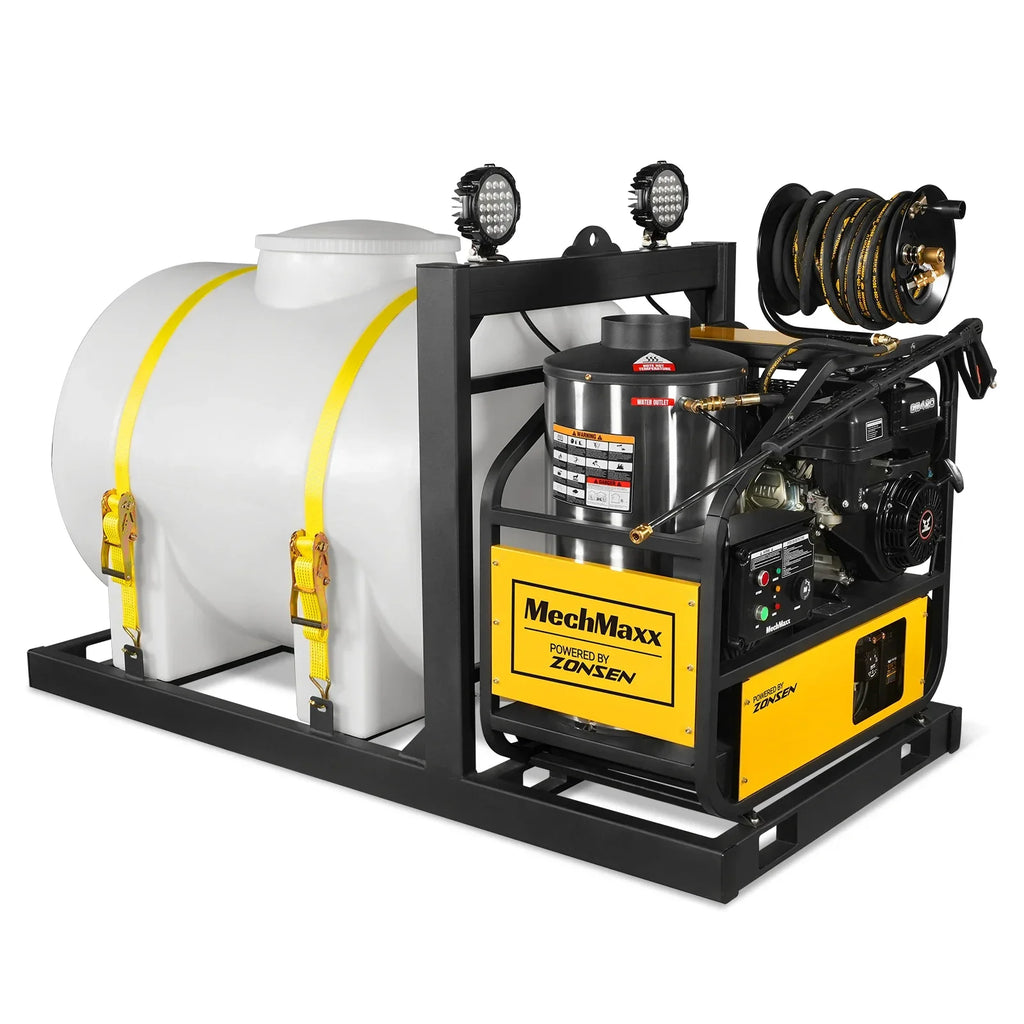 MechMaxx 4000 PSI 4 GPM ZONSEN E-Start Engine Hot Water Pressure Washer Skid Mounted with 245 Gal Tank,  HPW40DBT