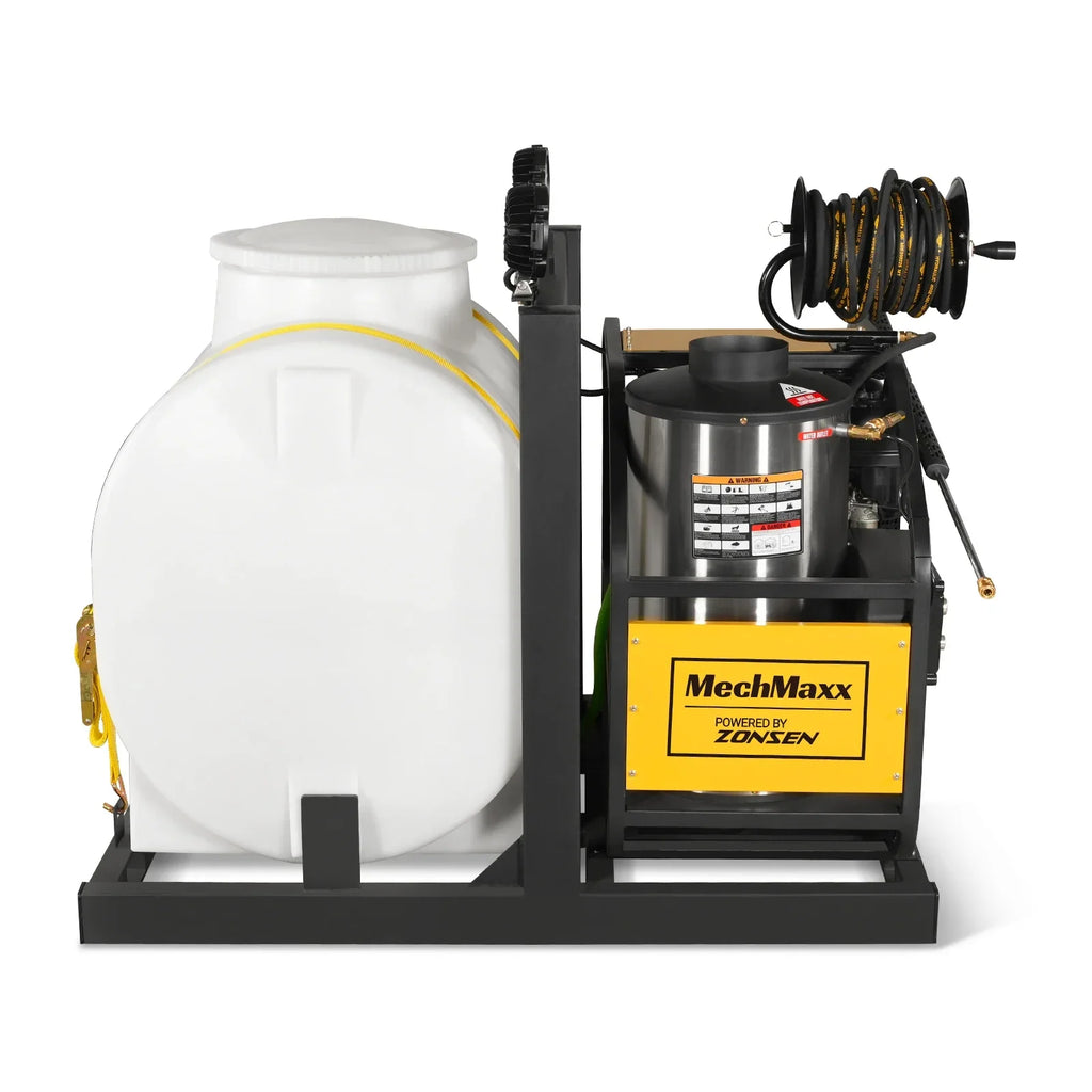 MechMaxx 4000 PSI 4 GPM ZONSEN E-Start Engine Hot Water Pressure Washer Skid Mounted with 175 Gal Tank,  HPW40DT