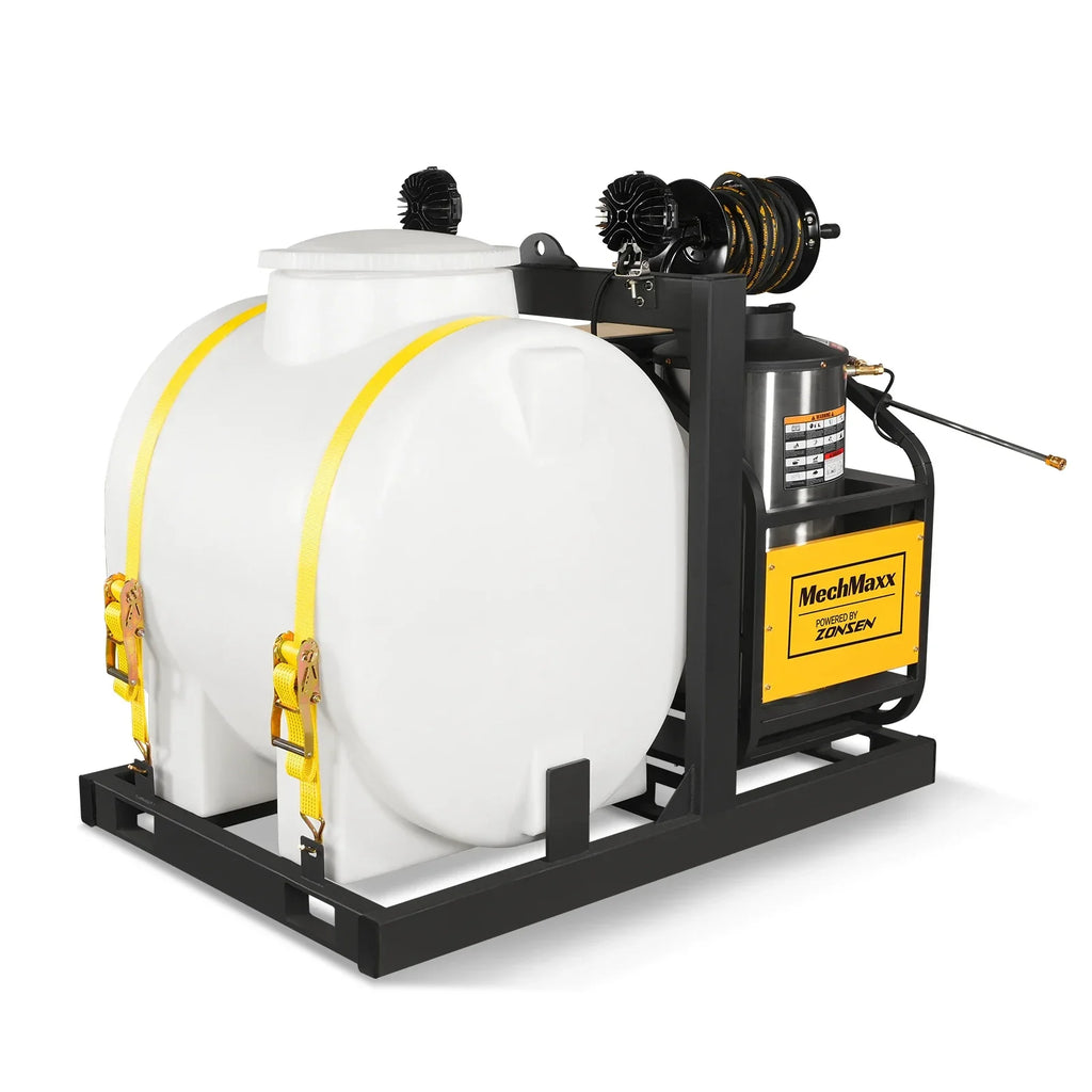 MechMaxx 4000 PSI 4 GPM ZONSEN E-Start Engine Hot Water Pressure Washer Skid Mounted with 175 Gal Tank,  HPW40DT