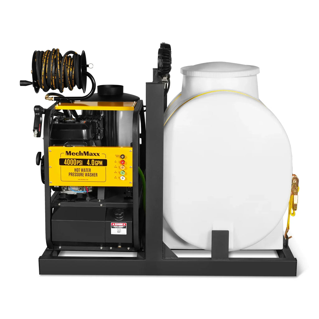 MechMaxx 4000 PSI 4 GPM ZONSEN E-Start Engine Hot Water Pressure Washer Skid Mounted with 175 Gal Tank,  HPW40DT