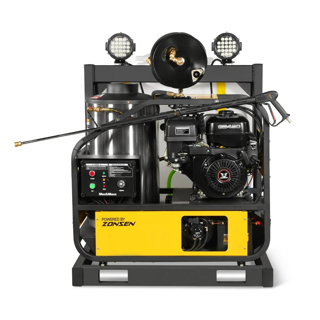 MechMaxx 4000 PSI 4 GPM ZONSEN E-Start Engine Hot Water Pressure Washer Skid Mounted with 175 Gal Tank,  HPW40DT