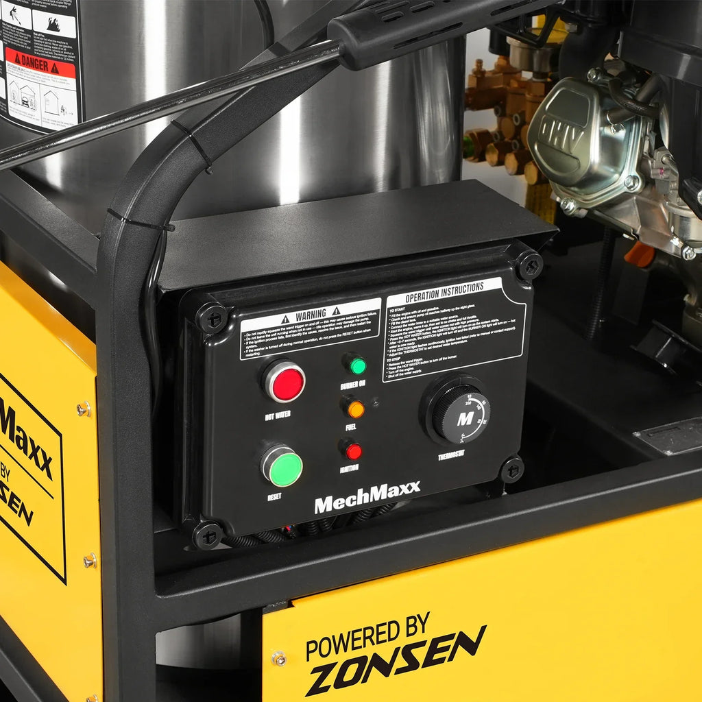 MechMaxx 4000 PSI 4 GPM ZONSEN E-Start Engine Hot Water Pressure Washer Skid Mounted with 175 Gal Tank,  HPW40DT