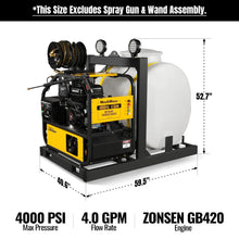 Load image into Gallery viewer, MechMaxx 4000 PSI 4 GPM ZONSEN E-Start Engine Hot Water Pressure Washer Skid Mounted with 175 Gal Tank,  HPW40DT
